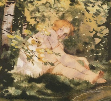 コンスタンチン・ソモフ Painting - 太陽の下の少女 コンスタンチン・ソモフ